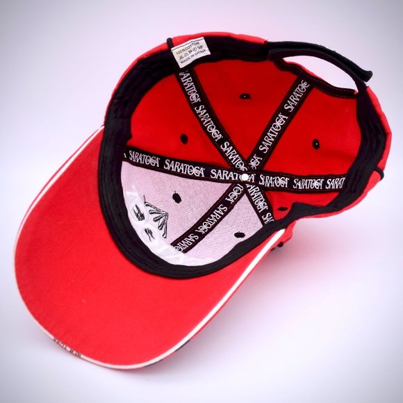 Saratoga NY Horse Race Course Hat Red 2012 Cap Cotton Embroidery Hook Loop Close - Picture 7 of 7